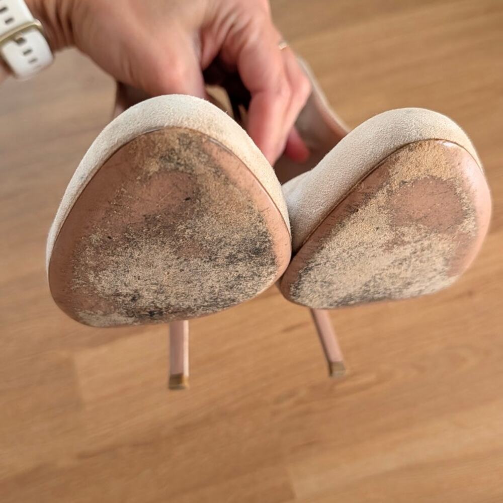 Gianvito Rossi Pump Side-dip IT37.5/US7.5 Leather Suede Almond Toe Stiletto Heel - Picture 9 of 13